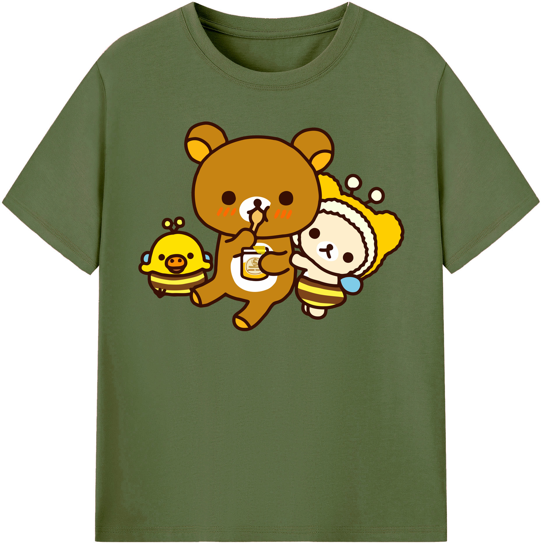 （画像用） リラックマ リラックマ キイロイトリ Rilakkuma Korilakkuma Kiiroitori 綿100％半袖Tシャツ（フロントプリント）